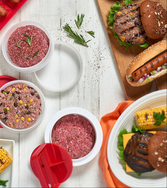 Hamburger Press & Keepers Set | Large Patty Mold & Storage